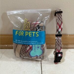 PupTech Plaid Dog Collar, Harness & Leash Set Size L | New Pet Walking Set